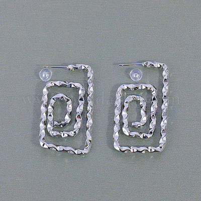 Spiral Rectangle Brass Stud Earrings&nbsp;CX5883-1