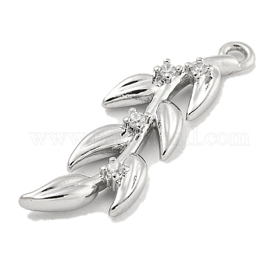 Brass Micro Pave Clear Cubic Zirconia Pendants&nbsp;KK-U015-13P-1-1