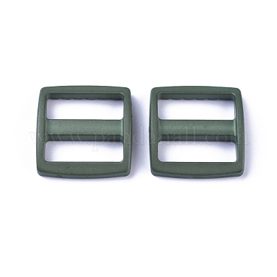 プラスチックバックル  長方形  オリーブドラブ  33x31.5x7mm  穴：9x25.5mm&nbsp;KY-WH0020-08-1