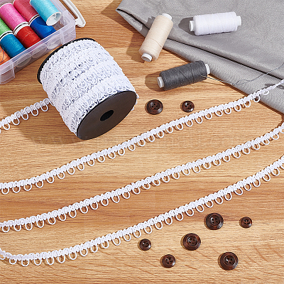 Polyester Braid Trims with Elastic Button Loops&nbsp;OCOR-WH0071-039B-1