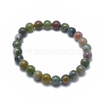 Natural Indian Agate Bead Stretch Bracelets&nbsp;BJEW-K212-C-010-1