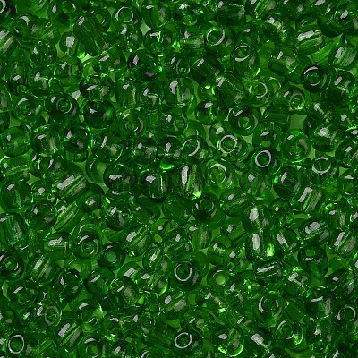 ガラスシードビーズ  トランスペアレント  ラウンド  グリーン  6/0  4mm  穴：1.5mm  約300粒/30g&nbsp;X2-SEED-A004-4mm-7-1