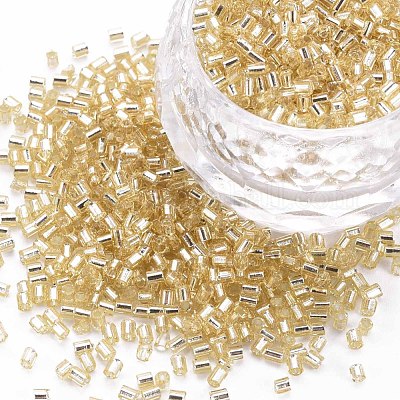 ガラス竹ビーズ  銀並ぶ  淡いチソウ  1.8~2.2x1.8~2mm  穴：0.8~0.9mm  約15000個/ポンド&nbsp;SEED-S032-08A-22-1