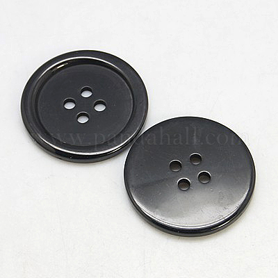 樹脂ボタン  染め  フラットラウンド  ブラック  13x2mm  穴：1mm  980個/袋&nbsp;RESI-D030-13mm-02-1