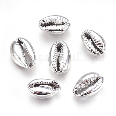 電気めっきされたシェルビーズ  カウリのシェル  プラチナ  15~20x10~12x5~6mm  穴：12~14x2~3mm&nbsp;BSHE-O017-13P-1