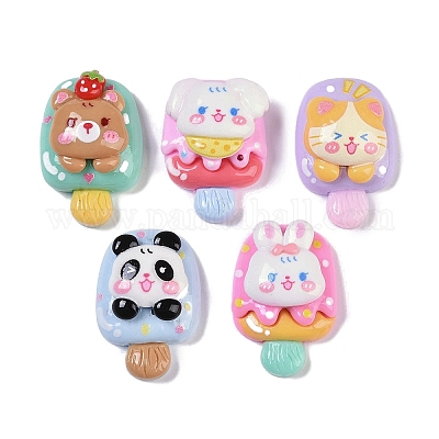 樹脂カボション  動物のアイスクリーム  ミックスカラー  28.5~29.5x19~20x10~11.5mm&nbsp;RESI-H162-18-1