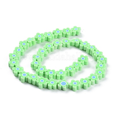 Handmade Flower Printed Polymer Clay Beads Strands&nbsp;X-CLAY-M003-07B-1