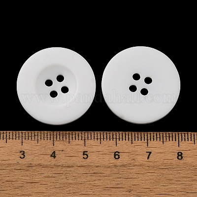 樹脂ボタン  染め  フラットラウンド  ホワイト  25x3mm&nbsp;RESI-D033-25mm-01-1