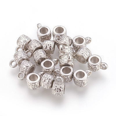 Ccb プラスチック チューブ ベイル  ループベイル  花を持つ列  プラチナ  10x5.5x7mm  穴：2mm  4mm内径&nbsp;CCB-E053-32P-1