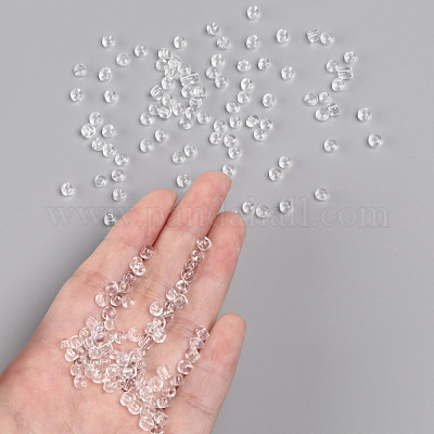 ガラスシードビーズ  トランスペアレント  ラウンド  ホワイト  6/0  4mm  穴：1.5mm  約1000個/100g&nbsp;X1-SEED-A004-4mm-1-1
