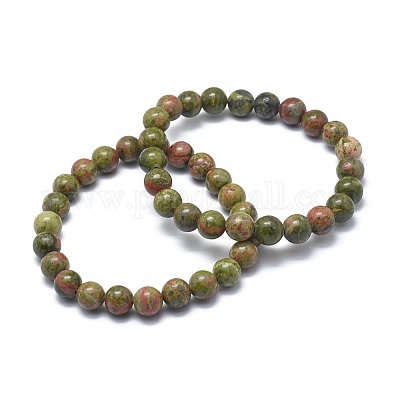 Natural Unakite Bead Stretch Bracelets&nbsp;BJEW-K212-A-006-1