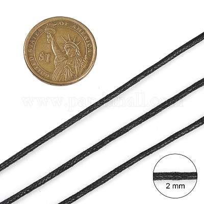 中国のワックスコットンコード  ブラック  2mm  約382.76ヤード（350m）/バンドル&nbsp;YC2mm131-1