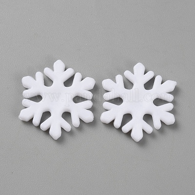 プラスチックカボション  スノーフレーク  ホワイト  23x20x2.5mm&nbsp;FIND-WH20018-15B-1