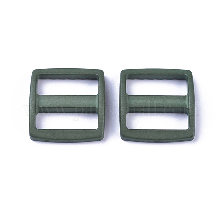 プラスチックバックル  長方形  オリーブドラブ  33x31.5x7mm  穴：9x25.5mm&nbsp;KY-WH0020-08-1