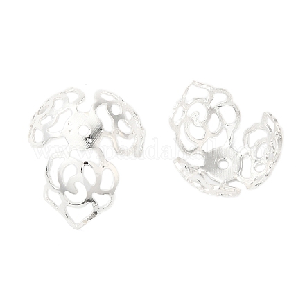 Rack Plating Brass Flower Bead Caps KK-K381-03S-1