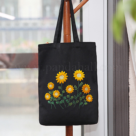 DIYひまわり柄トートバッグ刺繍キット 刺繍針と糸を含む 綿織物