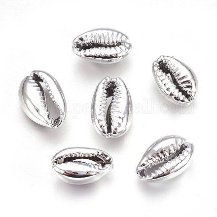 電気めっきされたシェルビーズ  カウリのシェル  プラチナ  15~20x10~12x5~6mm  穴：12~14x2~3mm&nbsp;BSHE-O017-13P-1