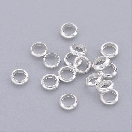 真鍮製スペーサービーズ  ロンデル  銀色のメッキ  3.5x1mm&nbsp;EC0823.5mm-S-1