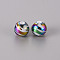 Electroplate Glass Beads, Round with Pattern, Multi-color Plated, 10mm, Hole: 1.2mm