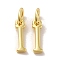 Brass Pendants, Cadmium Free & Nickel Free & Lead Free, with Jump Ring, Letter I, 10x3x1.5mm, ring: 5~6x0.8~1mm, inner diameter: 3~4mm