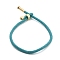 Cotton Cord Bracelets, with Brass Finding, Golden, Dark Turquoise, 8-1/2 inch(21.5cm)~9 inch(23cm)