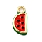 Alloy Enamel Pendants, Golden, Watermelon, 18x9x3mm, Hole: 3mm