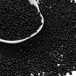 8/0 Baking Paint Glass Seed Beads, Round Hole, Teardrop, Black, 3x2mm, Hole: 1mm, about 18750pcs/pound