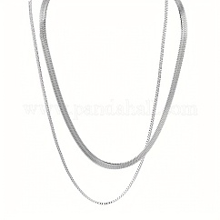 Minimalist double-layer stainless steel snake chain necklace for men and women 18K gold plated