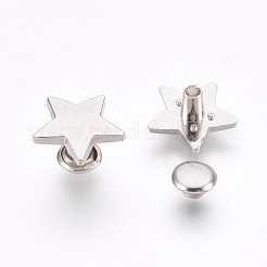 合金リベットスタッド  財布用  バッグ  ブーツ  革工芸装飾  スター  プラチナ  12x12x8mm&nbsp;PALLOY-WH0022-01C-P