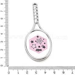アクリル製の大きなペンダント  テニスラケットチャーム  パールピンク  74.5x31.5x6mm  穴：3mm&nbsp;AC-CBA7C46-02E