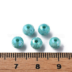 不透明なアクリルビーズ  ABカラーメッキ  多面カット  ラウンド  ダークターコイズ  6x5.5mm  穴：1.5mm  約4800個/500g&nbsp;MACR-S371-135-I06