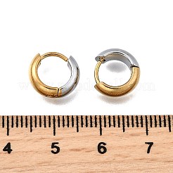 304ステンレススチールフープピアス  ツートンリング  ゴールデン·ステンレス鋼色  11x4mm&nbsp;EJEW-Z123-01A-GP