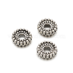チベット風合金スペーサービーズ  フラットラウンド  アンティークシルバー  6x1.5mm  穴：1.5mm&nbsp;TIBEB-TA0001-07-6mm