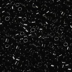 不透明色のガラスシードビーズ  シリンダー  ブラック  2x1.5mm  穴：1mm&nbsp;SEED-S042-09B-02