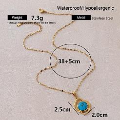 Vintage 304 Stainless Steel & Synthetic Turquoise Heart Pendant Necklaces for Women&nbsp;VY8520