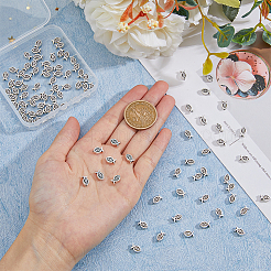 チベットスタイルの合金ビーズ100個。  イエスの魚  アンティークシルバー  8x5mm  穴：1mm&nbsp;FIND-FH0008-72