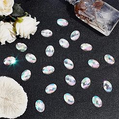 特大ジュエリーステッカー80枚  カボションカットのアクリルラインストーンスティック  自己接着剤付き  オーバル  多面カット  クリスタルAB  18x25x4.5mm&nbsp;TACR-FG0001-10B