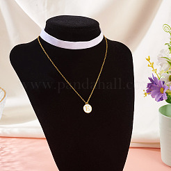 Alloy Enamel Letter Pendant Single Face White Velvet Ribbon & Brass Chain Double Layered Choker Necklaces&nbsp;NJEW-TAC0034