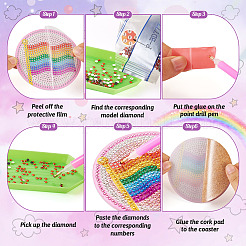 DIY Diamond Painting Rainbow Theme Cup Mat Kits&nbsp;DIAM-TAC0001-02