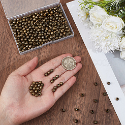 400個の鉄スペーサービーズ  DIYジュエリークラフト作り  ラウンド  アンティークブロンズ  6x5.5mm  穴：2.2mm&nbsp;IFIN-PA0001-10