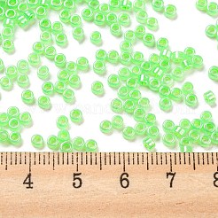 透明なガラスシードビーズを電気メッキする  セイロン  シリンダー  春の緑  2.5x1.6mm  穴：1.4mm  約50398個/ポンド&nbsp;SEED-S042-16A-07