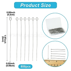 800Pcs 304 Stainless Steel Eye Pins&nbsp;STAS-YW0003-03