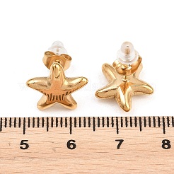 女性用304ステンレススチールスタッドピアス  スター  ブルー＆ステンレス鋼色  13.5x13mm&nbsp;EJEW-A160-01G
