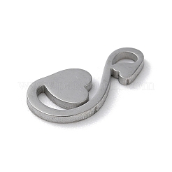 変色しない304ステンレススチールペンダント  レーザー切断  ハート  ステンレス鋼色  13x6x1mm  穴：2x1mm&nbsp;STAS-P338-04P