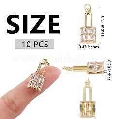 5個真鍮マイクロパヴェクリアキュービックジルコニアペンダント  ニッケルフリー  ロック  18KGP本金メッキ  23x11x5mm  穴：3mm&nbsp;ZIRC-SZ0003-24