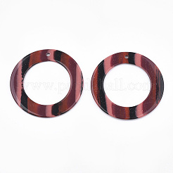 樹脂チャーム  リング  縞模様  レッド  39x1.5mm  穴：1.8mm&nbsp;RESI-T022-02B