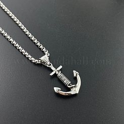 レトロロックパンクメンズアンカー304ステンレススチールペンダントネックレス  ステンレス鋼色&nbsp;DV9777