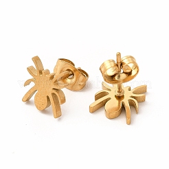 ハロウィン スパイダー 304 ステンレススチール スタッド イヤリング 女性用  ゴールドカラー  9x8mm  ピン：0.7mm&nbsp;EJEW-B019-01G