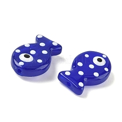 焼き絵の具、ガラス、エナメル、ビーズ  魚  ミディアムブルー  19.5x12.5x6~6.5mm  穴：1.2~1.4mm&nbsp;X-LAMP-D303-04L