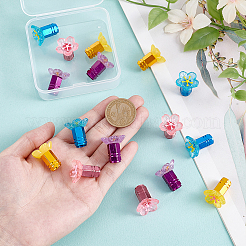 16Pcs 4 Colors Resin Flower & Aluminium Alloy Tire Valve Stem Caps&nbsp;HJEW-NB00308